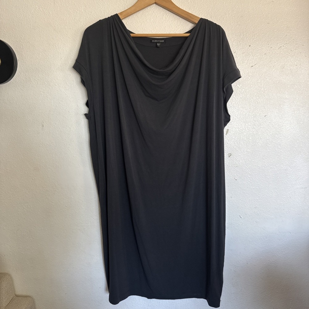 Eileen Fisher Dress Womens Medium Gray Tank Midi Minimalist Casual Luxury